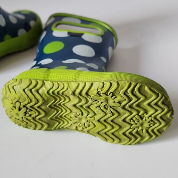 BOGS | Polka Dots Rain Boots Navy Green Sz 7 - Picture 4 of 4